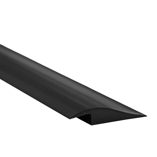 Quest Übergangsprofil Höhenausgleich, Übergangsleiste PVC | 50 mm x 7 mm | 2 Meter | Höhenausgleichsprofil Abschlussprofil, Anpassungsprofil, Bodenleiste ohne Klebeband (Schwarz) von Quest