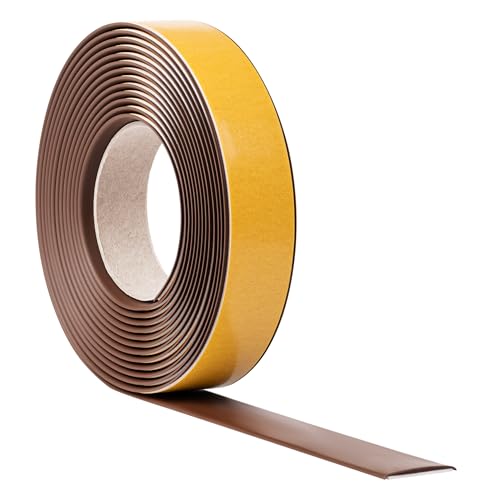 Quest Übergangsprofil Selbstklebend 5m – PVC Übergangsleiste Übergangsschiene Abdeckleiste Bodenleiste Ausgleichsprofil – Braun, 50mm von Quest