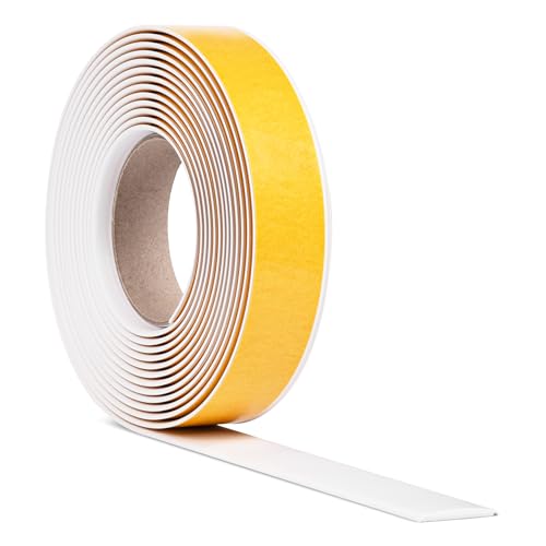 Quest Übergangsprofil Selbstklebend 5m – PVC Übergangsleiste Übergangsschiene Abdeckleiste Bodenleiste Ausgleichsprofil – Weiß, 50mm von Quest