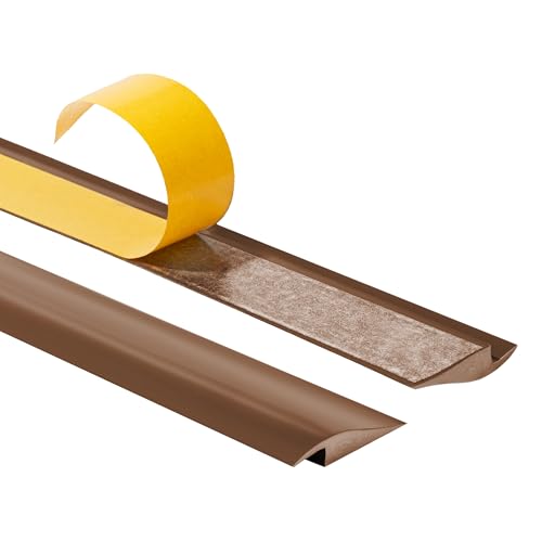 Quest Übergangsprofil Selbstklebend PVC, Übergangsleiste Höhenausgleich | 50 mm x 7 mm | 2 Meter | Abschlussprofil, Anpassungsprofil, Höhenausgleichsprofil, Bodenleiste mit Klebeband (Braun) von Quest