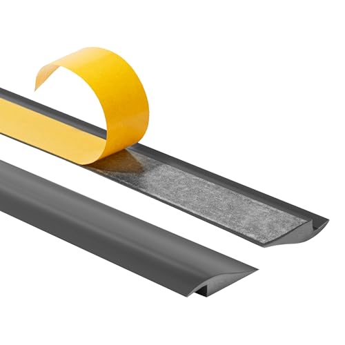 Quest Übergangsprofil Selbstklebend PVC, Übergangsleiste Höhenausgleich | 50 mm x 7 mm | 2 Meter | Abschlussprofil, Anpassungsprofil, Höhenausgleichsprofil, Bodenleiste mit Klebeband (Dunkelgrau) von Quest