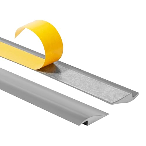 Quest Übergangsprofil Selbstklebend PVC, Übergangsleiste Höhenausgleich | 50 mm x 7 mm | 2 Meter | Abschlussprofil, Anpassungsprofil, Höhenausgleichsprofil, Bodenleiste mit Klebeband (Grau) von Quest