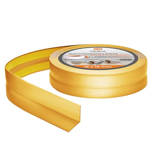 Quest Weichsockelleiste Selbstklebend - 15 mm x 15 mm - PVC Knickleiste, Abschlussleiste für Küche, Badezimmer - Dichtungsband Flexibel, Dicht, Dekorativ - 10 Meter, Gold Quest Weichsockelleiste Selbstklebend - 15 mm x 15 mm - PVC Knickleiste, Abschlussleiste für Küche, Badezimmer - Dichtungsband Flexibel, Dicht, Dekorativ - 10 Meter, Gold von Quest