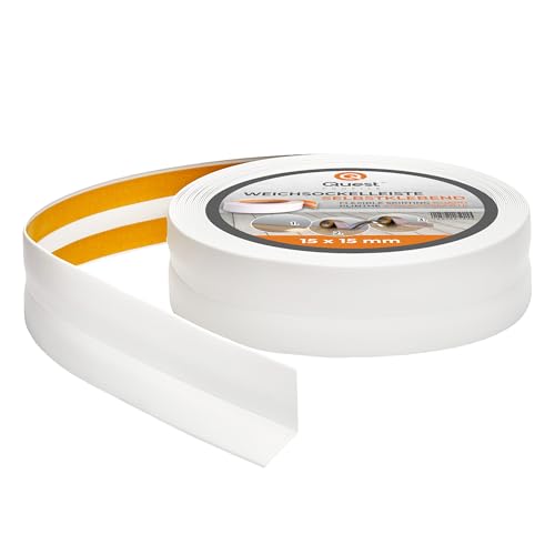Quest Weichsockelleiste Selbstklebend - 15 mm x 15 mm - PVC Knickleiste, Abschlussleiste für Küche, Badezimmer - Dichtungsband Flexibel, Dicht, Dekorativ - 20 Meter, Weiß Quest Weichsockelleiste Selbstklebend - 15 mm x 15 mm - PVC Knickleiste, Abschlussleiste für Küche, Badezimmer - Dichtungsband Flexibel, Dicht, Dekorativ - 20 Meter, Weiß von Quest