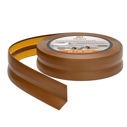 Quest Weichsockelleiste Selbstklebend - 25 mm x 25 mm - Abschlussleiste für Küche, Badezimmer - Sockelleiste, Knickleiste PVC, Flexibel, Wasserdicht, Dekorativ - 25 Meter, Braun Quest Weichsockelleiste Selbstklebend - 25 mm x 25 mm - Abschlussleiste für Küche, Badezimmer - Sockelleiste, Knickleiste PVC, Flexibel, Wasserdicht, Dekorativ - 25 Meter, Braun von Quest