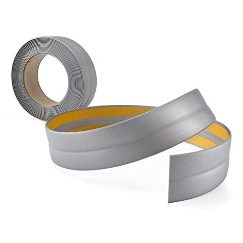 Quest Weichsockelleiste Selbstklebend | 25 mm x 25 mm | Knickleiste Abschlussleiste für Küche Badezimmer Dichtungsband PVC Flexibel Wasserdicht Dekorativ | 10 Meter | Silber von Quest