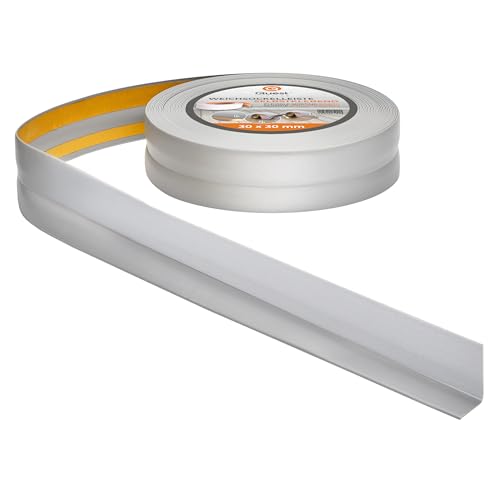 Quest Weichsockelleiste Selbstklebend - 30 mm x 30 mm - Knickleiste, Abschlussleiste für Küche, Badezimmer -Dichtungsband - PVC, Flexibel, Wasserdicht, Dekorativ - 15 Meter, Silber von Quest