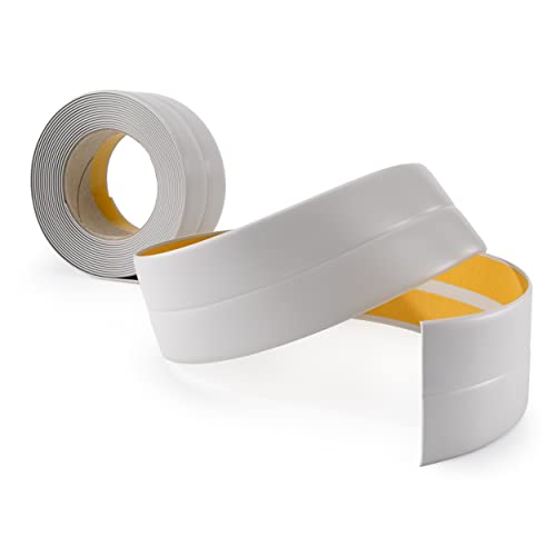 Quest Weichsockelleiste Selbstklebend | 30 mm x 30 mm | Knickleiste Abschlussleiste für Küche Badezimmer Dichtungsband PVC Flexibel Wasserdicht Dekorativ | 25 Meter | Hellgrau von Quest