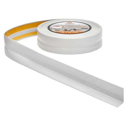 Quest Weichsockelleiste Selbstklebend - 30 mm x 30 mm - Knickleiste, Abschlussleiste für Küche, Badezimmer -Dichtungsband - PVC, Flexibel, Wasserdicht, Dekorativ - 25 Meter, Hellgrau von Quest