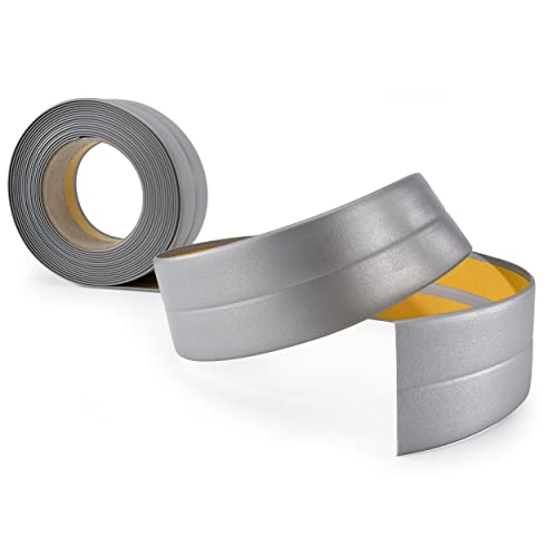 Weichsockelleiste Selbstklebend | 30 mm x 30 mm | Knickleiste Abschlussleiste für Küche Badezimmer Dichtungsband PVC Flexibel Wasserdicht Dekorativ | 5 Meter | Silber von Quest