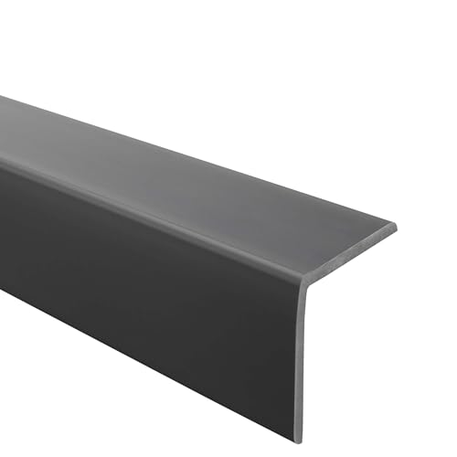 Quest Winkelprofil 50x50mm Kantenschutzwinkel Winkelleiste Eckenschutz – PVC Kunststoff – Ohne Klebeband (Dunkelgrau, 165cm) von Quest