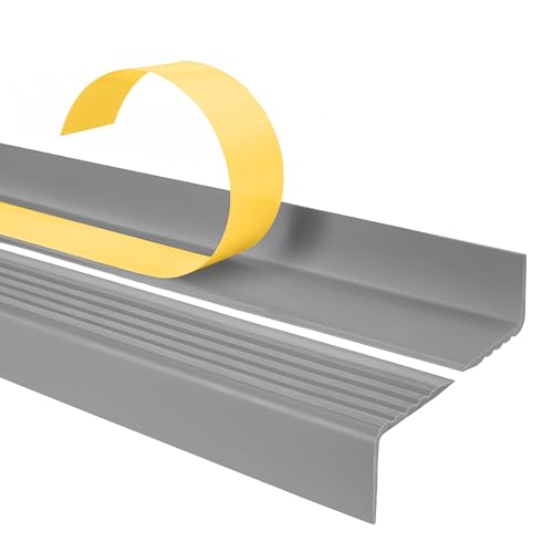 Quest Treppenkantenprofil Selbstklebend 40x25mm – Antirutsch Treppenkantenschutz aus Kunststoff PVC – Grau, 130cm von Quest