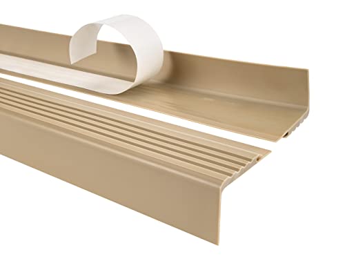 Treppenkantenprofil Selbstklebend PVC Kunststoff Antirutsch-Profil Winkelprofil 48x42mm PMW, beige, 80cm von Quest