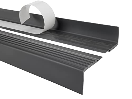 Treppenkantenprofil Selbstklebend PVC Kunststoff Antirutsch-Profil Winkelprofil 48x42mm PMW, dunkelgrau, 100cm von Quest