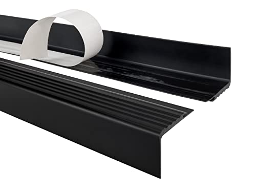 Treppenkantenprofil Selbstklebend PVC Kunststoff Antirutsch-Profil Winkelprofil 48x42mm PMW, schwarz, 100cm von Quest