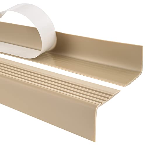 Quest Treppenkantenprofil Selbstklebend PVC Kunststoff Treppen-Kantenschutz 50x42mm, beige, 150cm von Quest