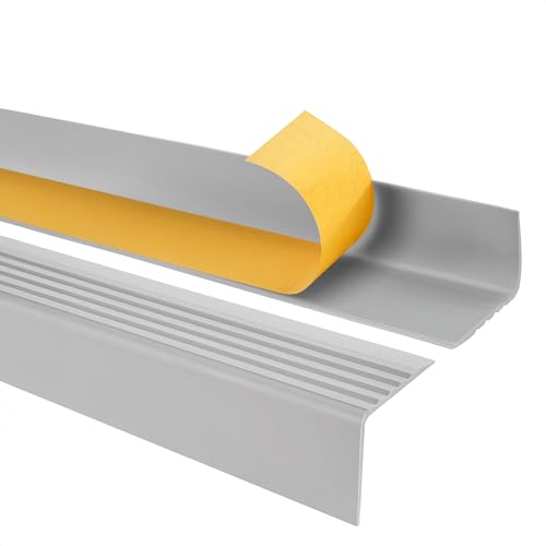 Quest Treppenkantenprofil Selbstklebend PVC Kunststoff Treppen-Kantenschutz 50x42mm, hellgrau, 200cm von Quest