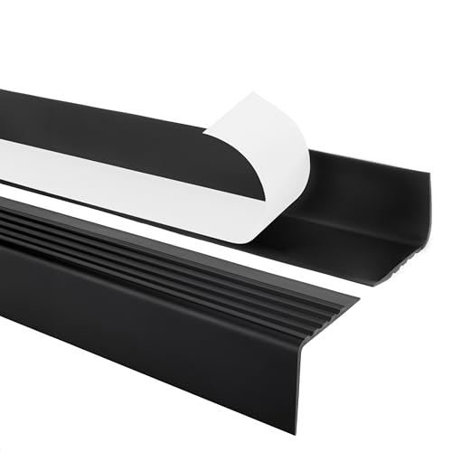 Quest Treppenkantenprofil Selbstklebend PVC Kunststoff Treppen-Kantenschutz 50x42mm, schwarz, 110cm von Quest