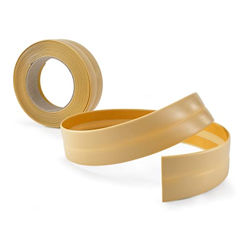 Weichsockelleiste Selbstklebend | 25 mm x 25 mm | Knickleiste Abschlussleiste für Küche Badezimmer Dichtungsband PVC Flexibel Wasserdicht Dekorativ | 15 Meter | Creme von Quest