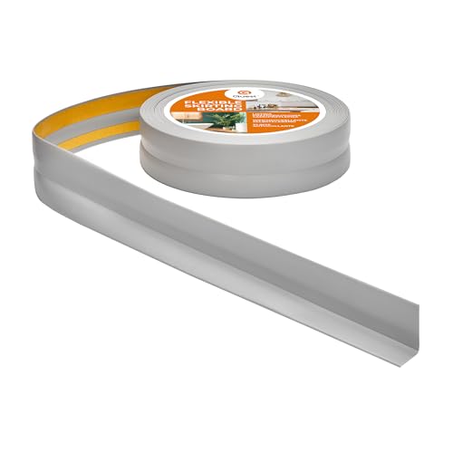Quest Weichsockelleiste Selbstklebend, PVC Sockelleiste, Abschlussleiste - 32 mm x 23 mm - Flexible Knickleiste für Innenbereich, Wand, Boden - Dicht, Dekorativ - 15 Meter, Grau von Quest