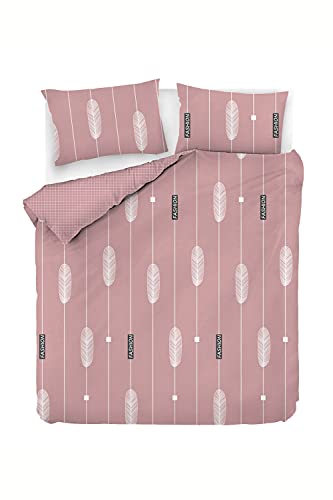 Questo Casa, Bedrucktes Bettbezug-Set Doppelt Ranforce 100% Baumwolle Bettbezug: 200x220 cm (1 Stück), Kissenbezug: 50x70 cm (2 Stücke), Rosa von Questo Casa