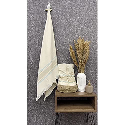 Questo Casa Badetuch, Strandtuch, 16/1 Bambus, Aphrodisien Muster, Jacquardwebung, Schnelltrocknend, 330g/m², 80x150 cm, 1 Stück, Natürlich, Beige von Questo Casa