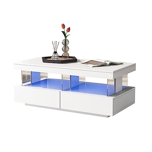 (=30445354AAW) Couchtisch Sofatisch Couchtisch Teetisch Kaffeetisch Beistelltisch Tisch,Couchtisch moderner Hochglanz-Sofatisch Wohnzimmertisch,Langlebige, Kratzfeste und Glatte Tischplatte von Queta