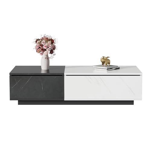 Queta Couchtisch, Marmoroptik-Furnier, Design mit Zwei Schranktüren Queta Couchtisch, Marmoroptik-Furnier, Design mit Zwei Schranktüren von Queta