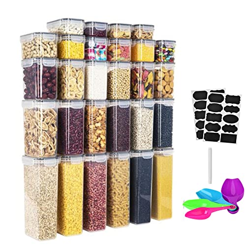Queta 28Pcs Vorratsdosen Set Küche Aufbewahrungsbox Organizer Luftdicht Aufbewahrungsdosen Kunststoff Vorratsbehälter mit Deckel Vorratsdose für Müsli Mehl Kaffeebohnen Cornflakes 2.8L2L1.4L0.8L 0.52L von Queta