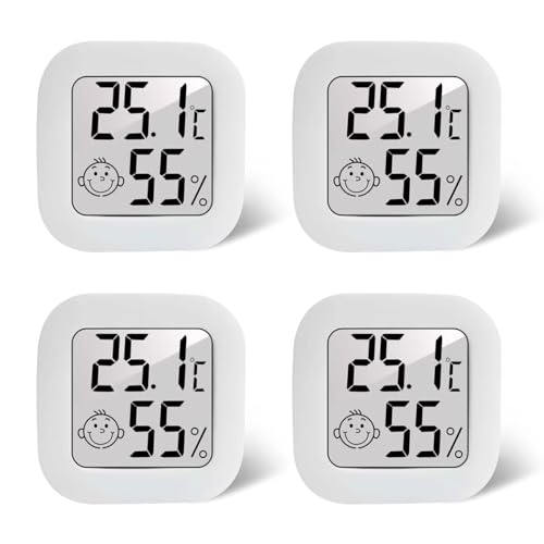 Queta 4pcs Mini Elektronisches Thermometer Weiß Tragbares Digitalthermometer für Innen- und Außenbereich in den Häusern, Büros, Autos, etc. von Queta
