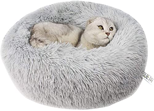 Queta Katzenbett Schöne Tierbett, Klein Hund Bett Haustierbett Plüsch Weich Runden Katze Schlafen Bett (60cm, Hellgrau) von Queta
