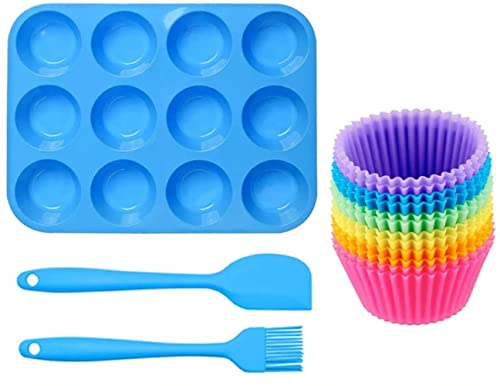 Queta Silikon Madeleine Schimmel Kuchen Silikonform Mini Madeleine Backformen Beständigkeit gegen hohe Temperaturen Für Muffins, Cupcakes, Brownies, Kuchen,hitzebeständig, Pudding + 2 Ölbürsten. von Queta