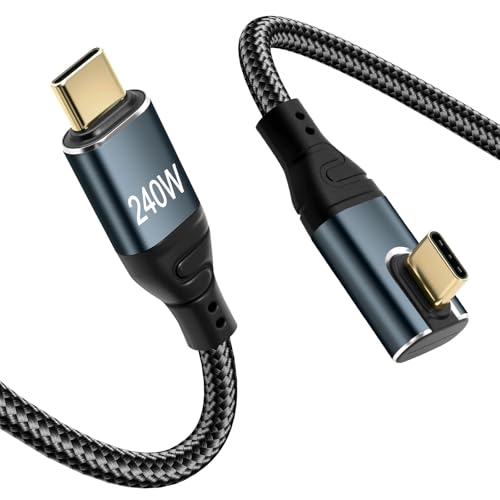 Quevati USB C Kabel 2M, 240W USB C auf USB C Schnellladekabel, 90 Grad USB C Kabel Winkel für Phone16/16Pro/16Pro Max/15, Galaxy S24/S23, McBook Pro/Air, Pad Pro/Air usw. von Quevati