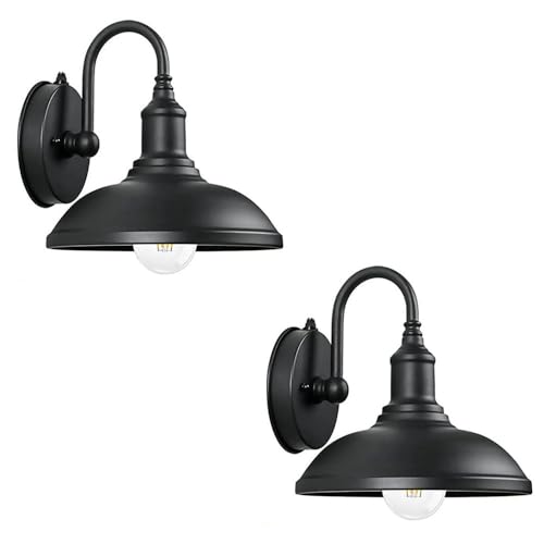 2 Stücke Außenwand-leuchte Antik Industrielle Wandlampe Vintage Außenlampe Retro Wasserdichter Schwarz mit Dämmerungss Metall Schatten E27 Gartenlicht Leuchtmittel Flur Treppen Outdoor Terrasse von Quevia-Eletro