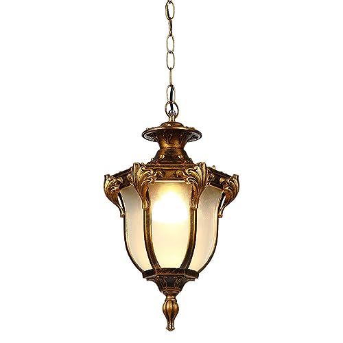 Außenlampe Retro Hängeleuchte Wasserdichter IP44 Pendellampe Glasschirm E27 Außen/Innen Trauben Laterne Rahmen Hängelampe Bronze Für Pavillon Garten Balkon Pendelleuchte Höhenverstellba von Quevia-Eletro