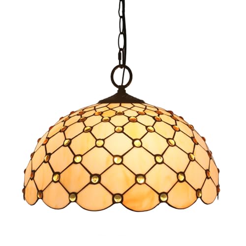 Esszimmer Hängelampe Vintage Pendelleuchte Im Tiffany-Stil,Antik E27 Esstisch Pendellampe Glas Design Küchenlampen Wohnzimmerlampe Hängeleuchte Schlafzimmer Loft Cafe Bar Dekoration von Quevia-Eletro