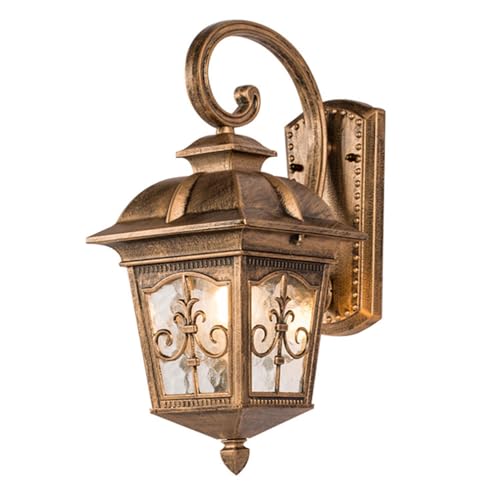 Quevia-Eletro Außenlampe E27 Retro Wandlampe Aluminium/Glas, Wasserdicht Retro Aussenleuchte IP44 für Garten Balkon Terrasser Innen/Im Freien Wandleuchte Antike Außenwandleuchte,Bronze von Quevia-Eletro