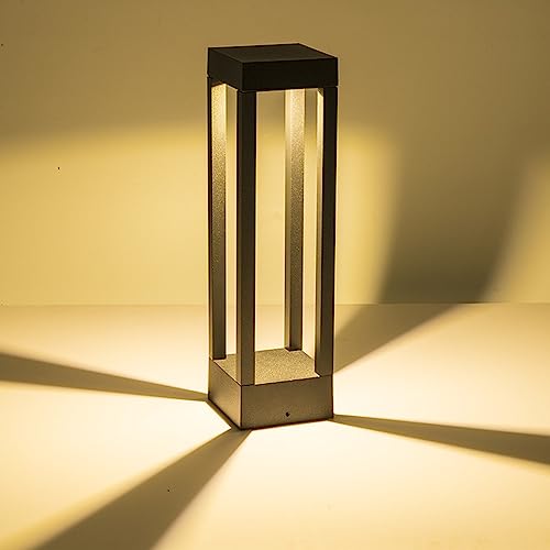 Quevia-Eletro LED Gartenleuchte Wegeleuchten außen,Ip54 Sockelleuchte außen Pollerleuchte 1- Flammig Schwarz Warmweißes Rasen-Licht aus Aluminiumguss Standleuchte Aussenleuch Wasserdichte H40CM von Quevia-Eletro