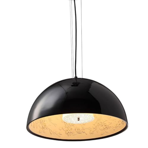 Quevia-Eletro Vintage Pendelleuchte Harz Und Glas Hemisphäre Sky-Garten-Design Pendellampe E27 Design Wohnzimmerlampe Esszimmerlampe Esstisch Bar-Lampe Höhenverstellbar Hängelampe,Mattschwarz,Φ60 von Quevia-Eletro