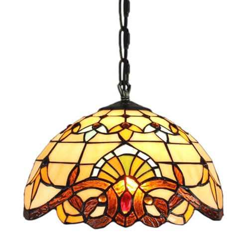 Tiffany Pendelleuchte Vintage Küchelampe Retro Esstisclampe Buntglas Tiffany Lampen Handgefertigter Glas Schirm Hängelampe Esszimmer Loft Cafe Bar Deko Flur Küchen Lampe,E27,Φ30cm Tiffany Pendelleuchte Vintage Küchelampe Retro Esstisclampe Buntglas Tiffany Lampen Handgefertigter Glas Schirm Hängelampe Esszimmer Loft Cafe Bar Deko Flur Küchen Lampe,E27,Φ30cm von Quevia-Eletro