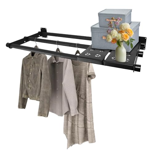 Qufiona Schrankregale zur Wandmontage, 214 cm, robuste Schrankstange mit Regal, Metallregal für Wand, Schrank, Waschküche Qufiona Schrankregale zur Wandmontage, 214 cm, robuste Schrankstange mit Regal, Metallregal für Wand, Schrank, Waschküche von Qufiona