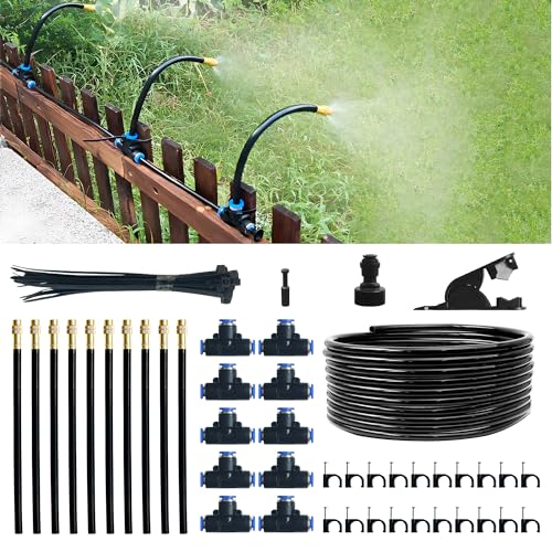 Quibbay 360° verstellbares Tropfbewässerungssystem Kit, 10 m automatisches Gartenbewässerungssystem mit 10 Kupferdüsen, Zerstäubungsbewässerungssystem mit 360° Biegetropfer für Pflanzen, Rasen von Quibbay