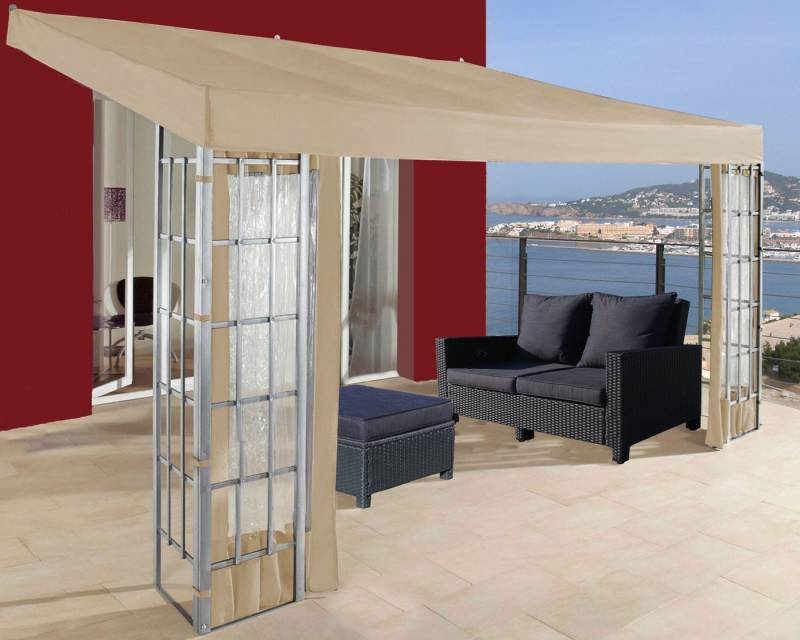Quick Star Anbaupavillon Anbaupergola Alu Optik Sand 3x4m von Quick Star