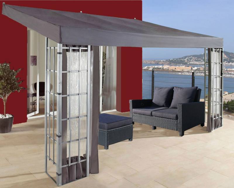 Quick Star Anbaupavillon Rank Anbau 3x4m Anthrazit mit 3 Seitenteilen von Quick Star