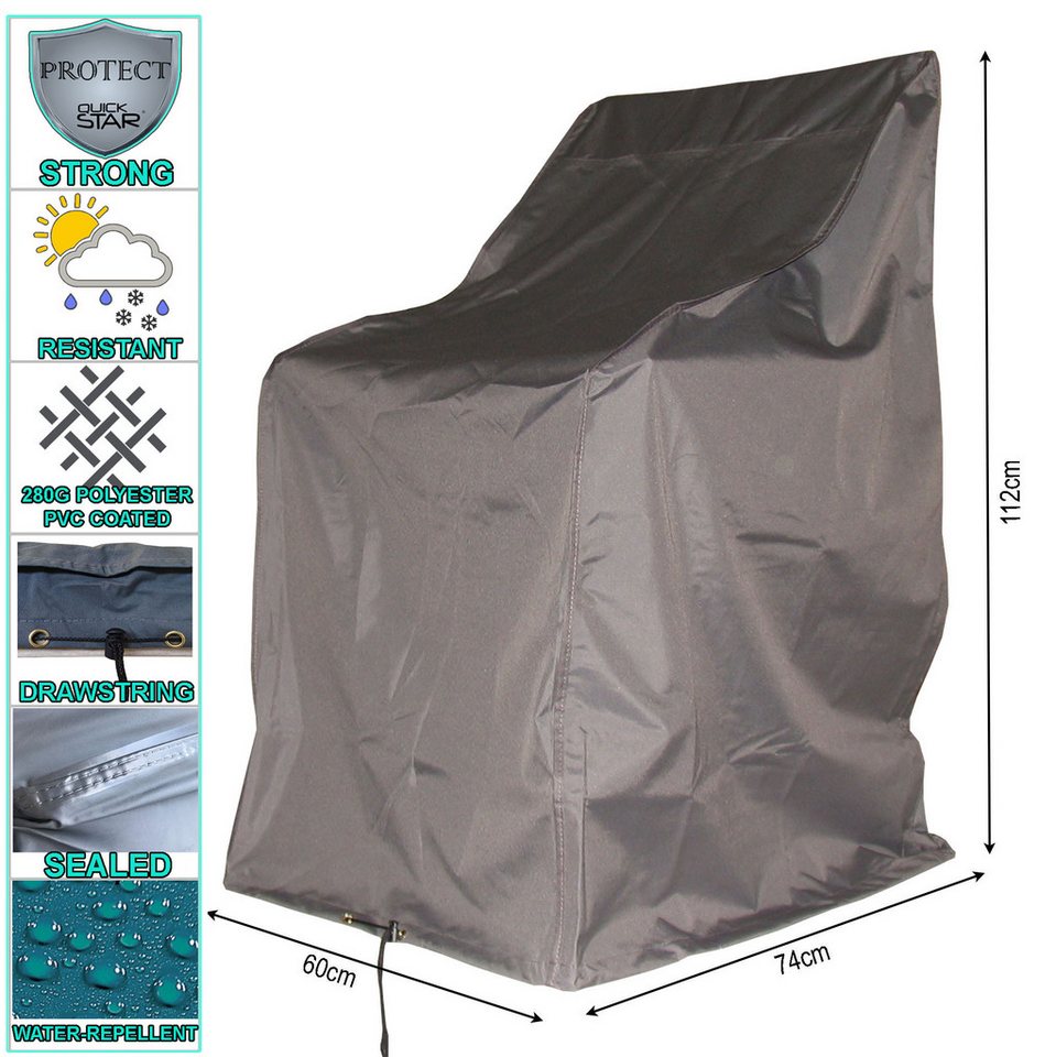 Quick Star Gartenmöbel-Schutzhülle 2 Stück Hochlehner- und Stapelstuhlhülle (2-St), 280g Polyester / PVC beschichtet von Quick Star
