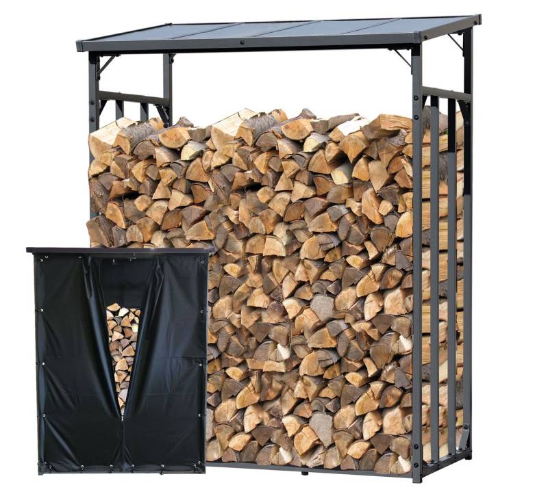 Quick Star Kaminholzregal Kaminholzregal 143x70x185 cm mit Wetterschutz, BxTxH:143x70x185 cm, (2-St), Wetterschutz inklusive von Quick Star