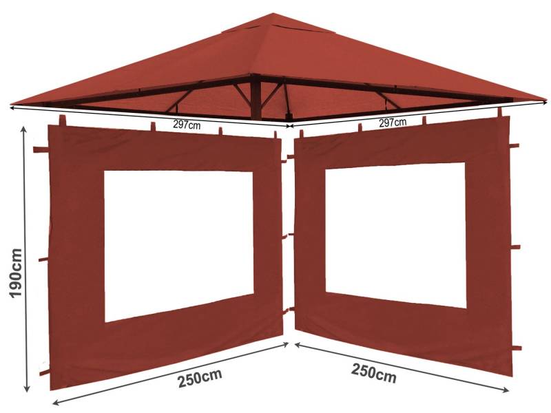 Quick Star Pavillon-Ersatzdach Ersatzdach Pavillon 3x3m Rotorange RAL 2001, (Set bestehend aus Ersatzdach und 2 Seitenwänden), Dach mit Lüftungsschlitzen von Quick Star