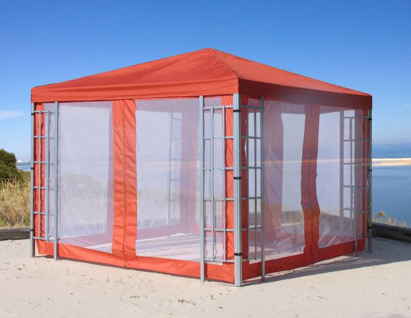 Quick Star Pavillon Rankpavillon 3x3m Terrakotta mit 4 Seitenteilen mit Moskitonetz, mit 4 Seitenteilen von Quick Star