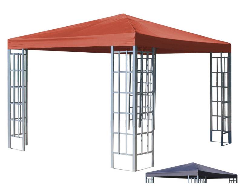 Quick Star Pavillon Rankpavillon 3x3m Terrakotta mit Ersatzdach Anthrazit, Inkl. extra Ersatzdach in Anthrazit von Quick Star