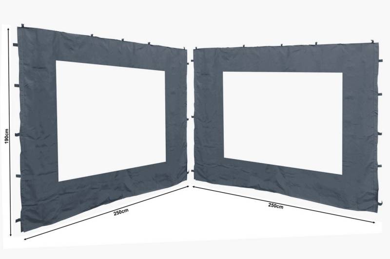 Quick Star Pavillonseitenteil 2 Seitenteile 250x190cm mit Fenster Grau, 250x190 cm, Fenstergröße ca. 158x110 cm von Quick Star